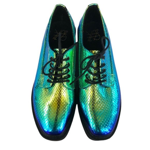 YES Holographic Platform Shoe Size 7 Rainbow Mermaid - Picture 3 of 11